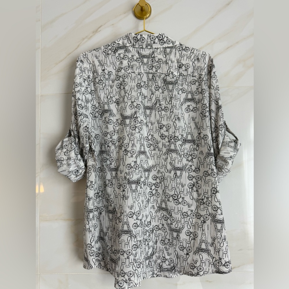 Karl Lagerfeld Paris Sketch Print Button-Front Blouse – XL - Picture 7 of 12